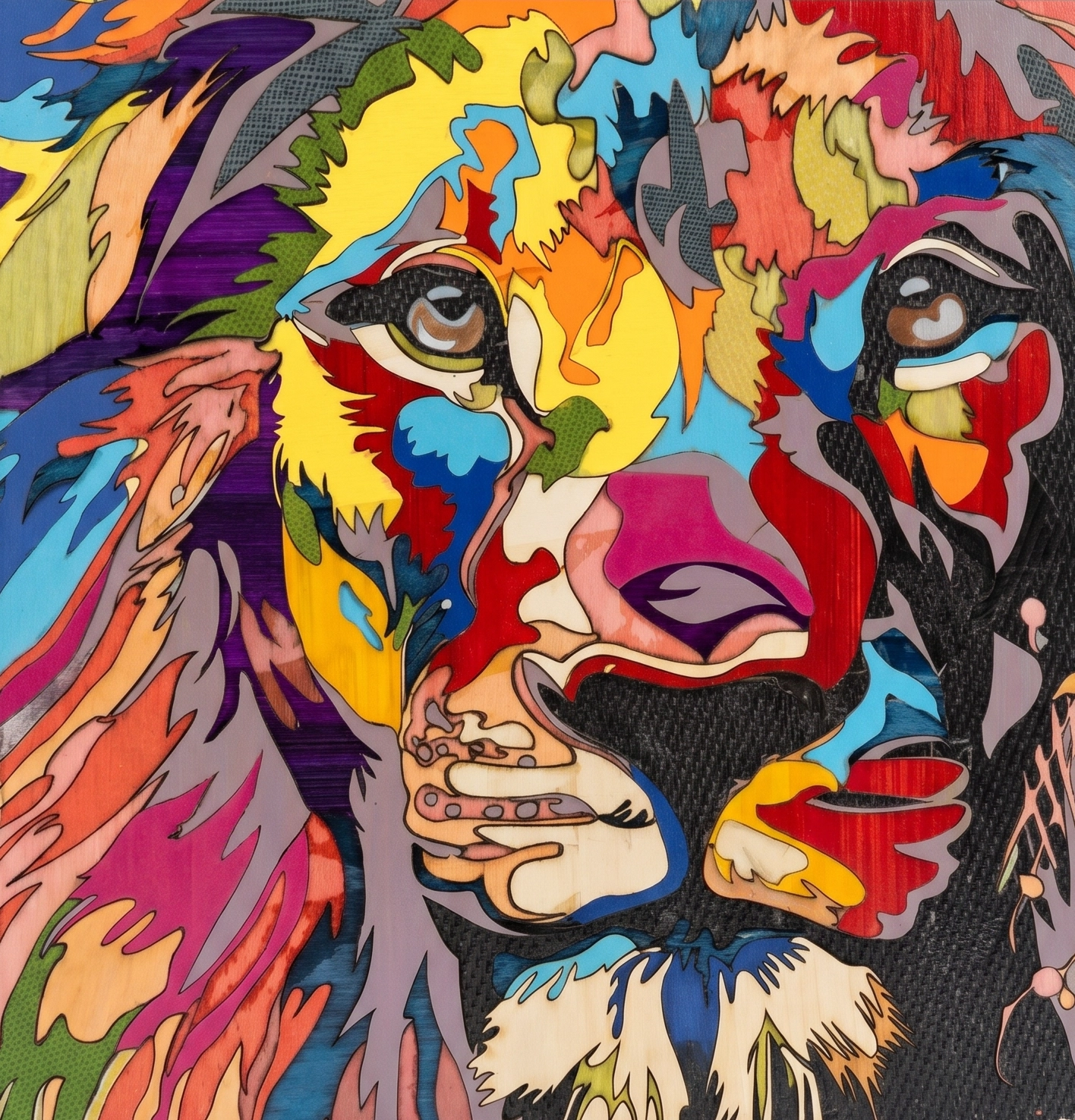 Une marqueterie représentant un lion